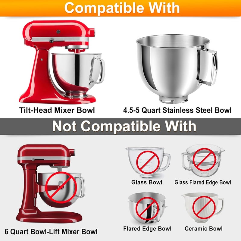 KIDOT Silicone Mixer Bowl Cover Compatible with KitchenAid 4.5-5 Quart Tilt-Head Stand Mixer, Mixer Bowl Lid to Prevent Spilling of Ingredients - Image 5